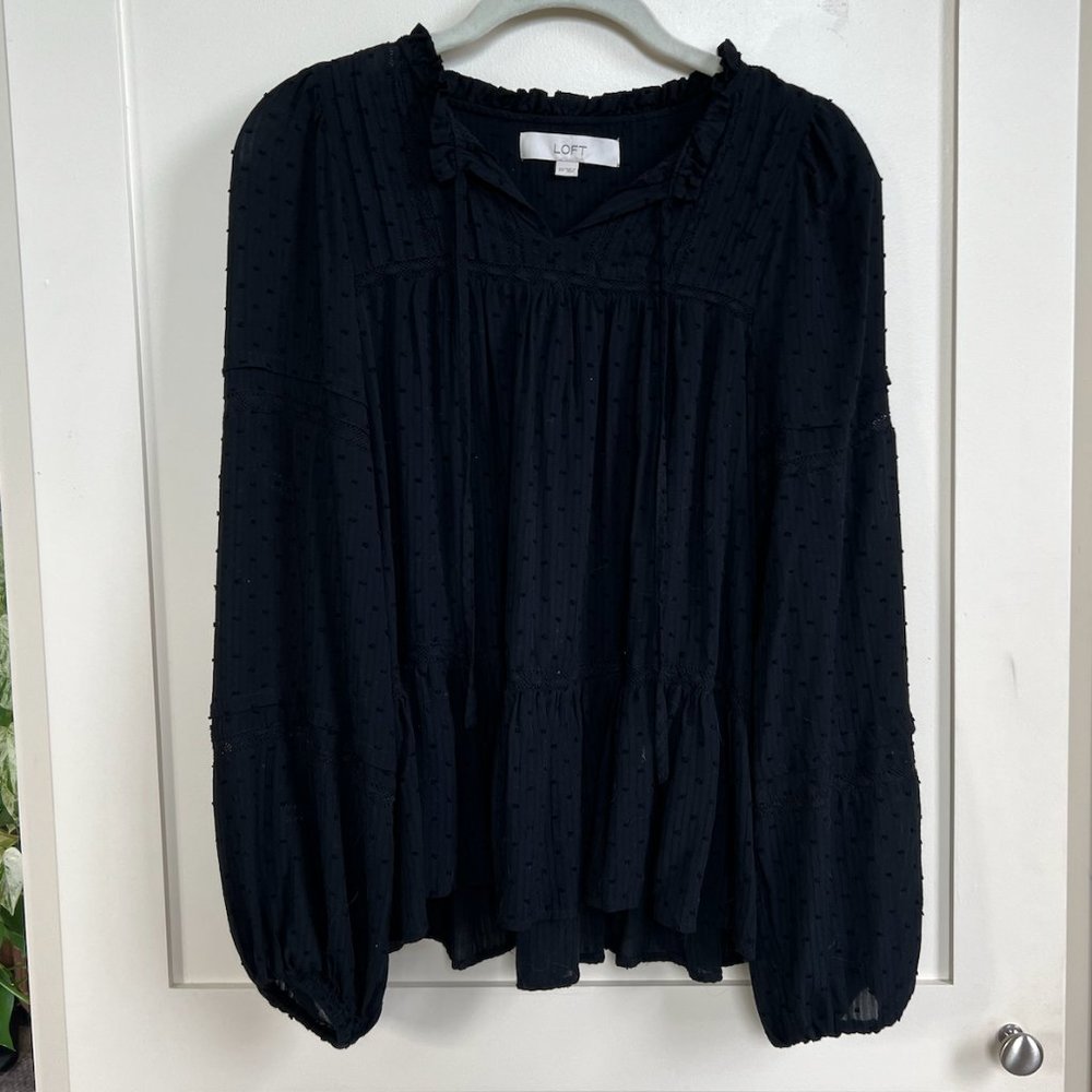 Light and Flowy Black Embroidered Blouse